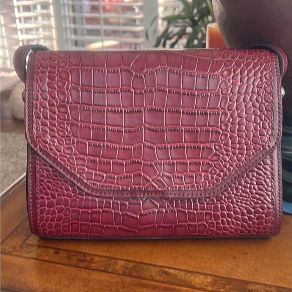 Patricia Nash Red Crocodile-Embossed Crossbody Bag